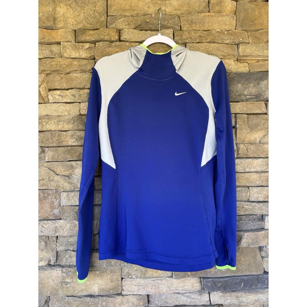 Nike Running Women's Size Large Dri‎ Fit Pullover Lightweight Blue Fitted Hoodie